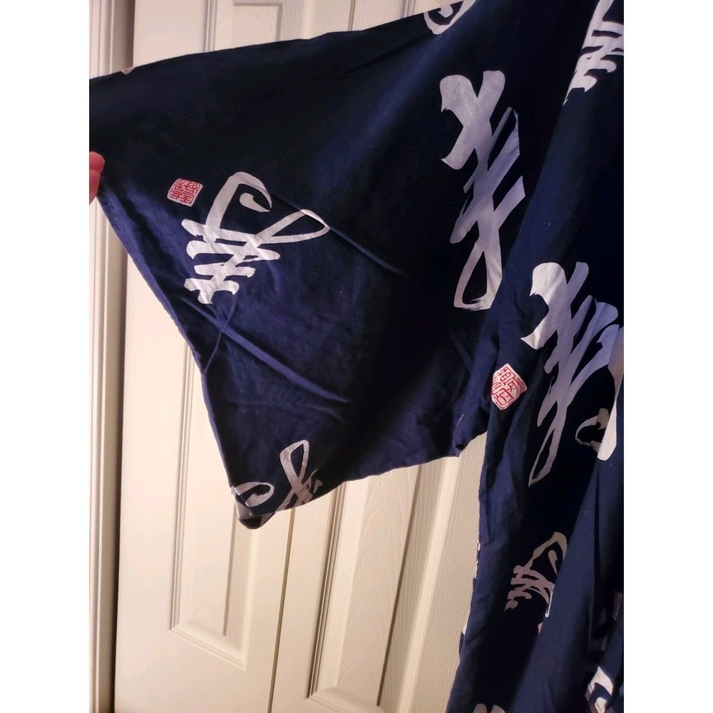 Tokyo Blue Bathrobe Lightweight 100% Cotton Kimono Spa Sleepware Pool Cover-up - Picture 8 of 8